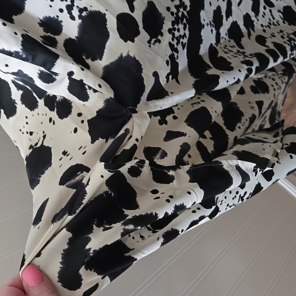 ASOS Animal PRINT MAXI DRESS Plus 14 TALL WOMENS BLACK OFF WHITE - Picture 4 of 9